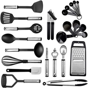 High Quality Black Color Kitchen Cooking Tools Heat Resistant 24 Pieces Nylon Kitchen Utensils Set Use for Non-stick Cook <b>Pan</b> - Product Image 1