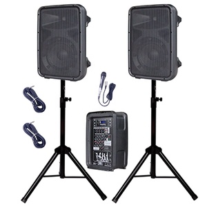 Mixer alimentato Combo 2x8 "set Karaoke Wireless Audio professionale 800W 4 canali altoparlanti in metallo in plastica OEM altoparlante esterno AC