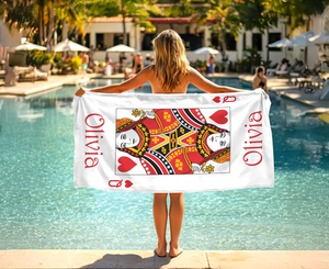 <span class=keywords><strong>Serviette</strong></span> de plage <span class=keywords><strong>en</strong></span> <span class=keywords><strong>papier</strong></span> avec motif de cartes à jouer amusantes, personnalisée pour les groupes et les couples assortis, avec sac, design pour meilleurs amis - Product Image 1