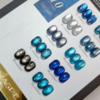 MIMAGPIE Kit de vernis à ongles gel UV œil de chat personnalisé en gros, 10 couleurs, magnétique, DIY, végétalien, écologique, non toxique, bleu gelée pastel
