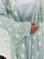 Ensemble deux pièces modeste de haute qualité 2025 – Magnifique Abaya ouverte scintillante – Vêtements et accessoires traditionnels musulmans