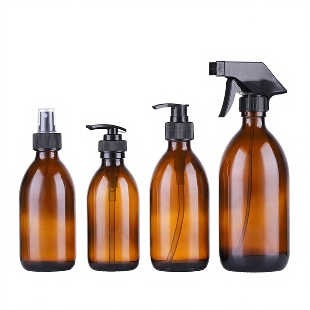 High White Glass Oral Liquid Bottle 100ml & 500ml 300 Tea Enzyme Beverage Syrup Medicinal Pump Sprayer