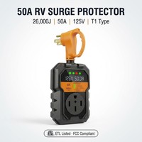 Protecteur de surtension RV 50A en gros 26000J ETL FCC IP65 LED Antivol Réinitialisation automatique OEM Protection d'alimentation pour camping-car et camping Export