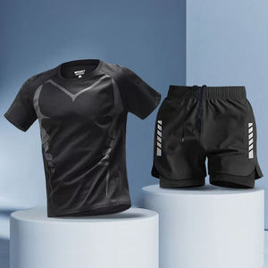 Nuevo conjunto deportivo de seda de hielo para hombre, camiseta de secado rápido para correr, camiseta, <span class=keywords><strong>pantalones</strong></span> <span class=keywords><strong>cortos</strong></span>, Fitness de verano, ropa de entrenamiento de fútbol, equipo - Product Image 6