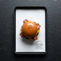 Vente en gros d'usine, emballage alimentaire personnalisé biodégradable, imperméable, enduit de PE, résistant à la graisse, pour en-cas, charcuterie, hamburger, emballage pour burger