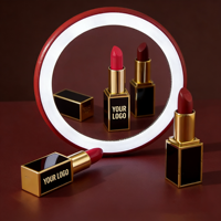 Lápiz Labial de Lujo con Logotipo Personalizado, Bajo Pedido Mínimo, Marca Privada, Impermeable, Alta Pigmentación, Vegano, Mate, Rojo, Venta al por Mayor
