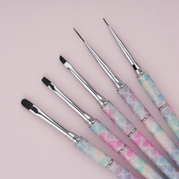 Nouvelle mode, ensemble de pinceaux à ongles en poils de Kolinsky/nylon personnalisés avec manche en métal à motif d'écailles de poisson colorées détachables