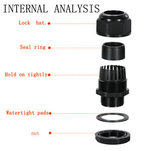 Ip68 màu đen trắng nylon không thấm nước có thể điều chỉnh khớp nối khóa các loại hạt và máy giặt chủ đề Cable glands - Product Image 2