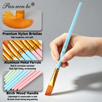 Panwenbo-Pinceaux professionnels en nylon pour la peinture, ensemble de pinceaux ronds à long manche, 12 pièces