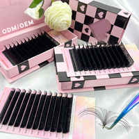 Extensions de cils individuels en velours noir mat, faits à la main, marque privée, courbures J B C CC D DD LJ LB LC LD, faciles à éventaillement