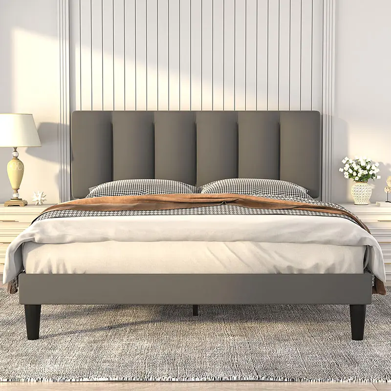 Фабрика OEM гостиничная домашняя Высококачественная тканевая кожаная однотонная деревянная мягкая кровать для детей мягкая кровать