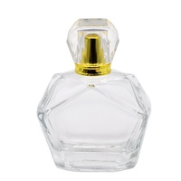 Flacon de parfum en verre transparent DiamondCut avec bouchon en cristal et col doré, flacon de parfum vide de luxe pour emballage cosmétique 100 ml