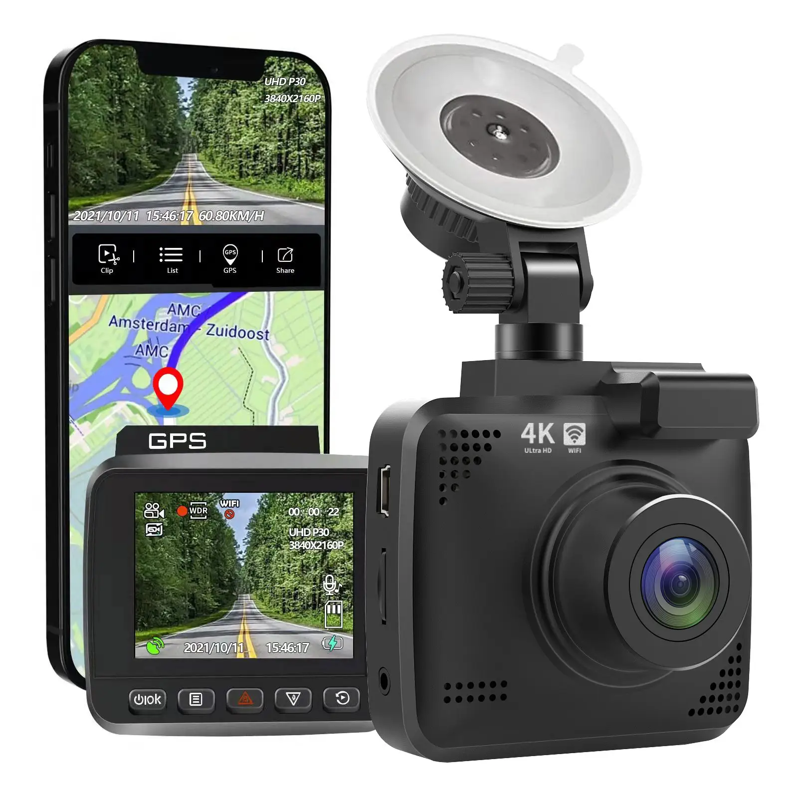 AOEDI AD353 Câmera Do Carro Gravador Câmera Do Carro 4K Dashcam Traço Cam 4K Wifi Gps Night Vision Traço Câmera Para Carros