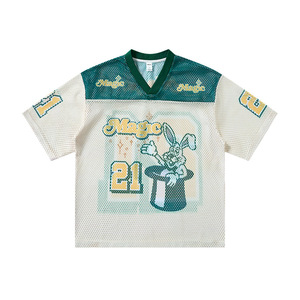 Nueva Camiseta de Fútbol Retro con Cuello en V y Diseño de Conejo Mágico, Camiseta Deportiva de Verano para Fanáticos del Fútbol Estadounidense, Manga Corta - Product Image 1
