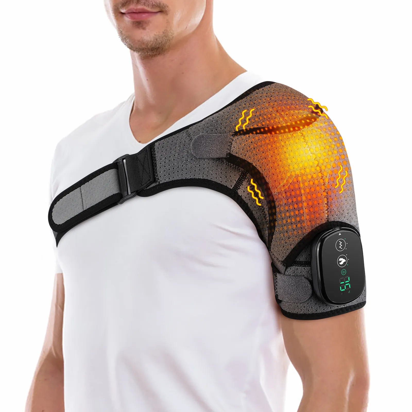 Infrared Therapy Heating Vibration Shoulder Massager Wrap Belt for Arthritis Pain Relief