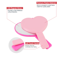 Miroir de poche promotionnel en forme de cœur ou carré, miroir de maquillage avec poignée, motif personnalisé, logo imprimé, cadeau d'entreprise en gros