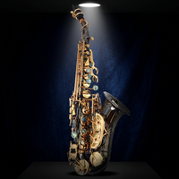 Saxophone soprano Bb professionnel en laiton nickelé noir, deux couleurs au choix, petit tube courbé, instrument à vent