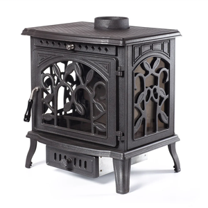 Poêle à bois moderne en fonte à haute efficacité 79% sans fumée avec foyer en verre à <span class=keywords><strong>3</strong></span> côtés pour une utilisation en intérieur - Product Image 1