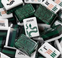 Ensemble de Mahjong Américain Unique, Tuiles de Mahjong Thème Nouvel An Chinois Année du Serpent, Ensemble de Jeu de Luxe 160/166 Pièces Style Exotique