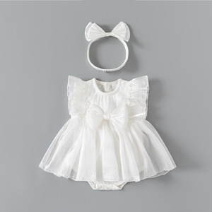 Vestido Romper para Bebé Niña, Transpirable, <span class=keywords><strong>de</strong></span> Algodón Suave, Sin Mangas, con Cierre <span class=keywords><strong>de</strong></span> Botones, para Bebés <span class=keywords><strong>de</strong></span> un Mes y 100 Días - Product Image 1