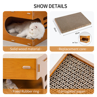 Maison pour chats à deux niveaux en bois et papier écologiques, idéale pour le repos et l'affûtage des griffes des chats.