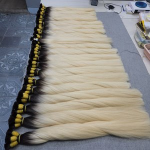 ผมต่อ Dream Hair DR01 HD พรีเมียม ซุปเปอร์ดับเบิ้ลดรอน เวียดนาม เวอร์จิ้น แท้ 100 กรัม เย็บด้วยเครื่องแบบดับเบิ้ลเวฟท์ สีบลอนด์ฟอกขาว แบบสั่งทำพิเศษ - Product Image 1