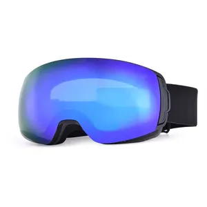 Winter sports design magnetic anti-fog blue lens custom logo snow goggles