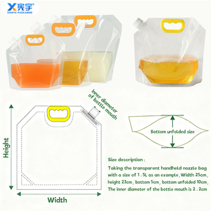 ถุงพลาสติกใสแบบตั้งได้ PE แบบกำหนดเอง ใช้ซ้ำได้ พับเก็บได้ พกพาสะดวก พร้อมหูจับและจุกสำหรับไวน์ <span class=keywords><strong>น้ำ</strong></span>มันมะกอก เบียร์ <span class=keywords><strong>น้ำ</strong></span>ผลไม้ - Product Image 5