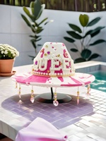 Chapeaux de cow-boy roses à imprimé vache, ornés de perles et de strass en forme de cœur, pour enterrement de vie de jeune fille, vente en gros pour femmes