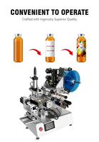 Máquina Etiquetadora Semiautomática para Botellas Redondas con Codificación en Caliente para Frascos de Miel, Botellas de Jugo, Botellas de Cosméticos y Lociones