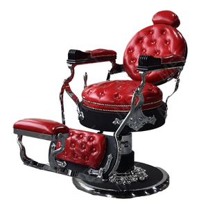 Fauteuil de coiffure traditionnel robuste rouge, mobilier de salon de beauté antique, <span class=keywords><strong>cuir</strong></span> synthétique, pour salons de coiffure et stylistes Yayou - Product Image 1