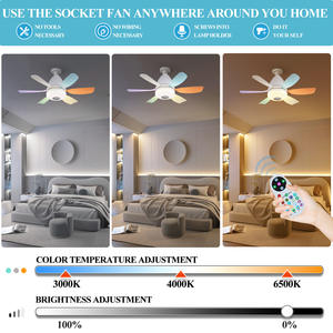 Ventilador de Techo LED RGB con Música, Bombilla de Ventilador con Rotación de 360°, Iluminación de Ventilador con Atenuación, Control Remoto, Ventilador de Techo E27 con Luz, Decoración Inteligente para el Hogar - Product Image 4