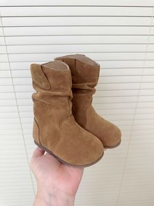 <b>Girls</b> <b>Boots</b> Children's Retro Lazy Style Stacked <b>Boots</b> Suede Western Round Toe Size 23-36 <b>Cowboy</b> <b>Boot</b> - Product Image 6