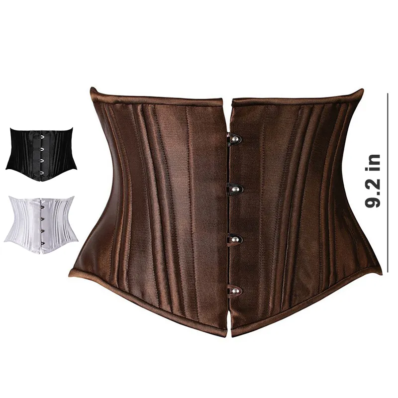 24 Steel Bone XXS Plus Size Brown Corset and Bustiers To Wear Out Underbust Sexy Short Torso Vintage Corset Tops Female Trendy