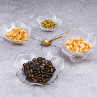 Assiettes à salade et à dessert en verre transparent avec bordure perlée dorée, vente en gros directe usine pour la maison