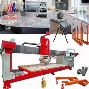 HUALONG Machinery Marble Quartz Countertop Processing Milling Engraving Machine 5 Axis Cnc Stone Cutting Bridge Saw For Granite