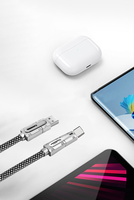 Kabel Data Pengisian Cepat Empat-dalam-Satu 100W PD27W 3A Kompatibel dengan IOS dengan Selubung Nilon untuk Ponsel