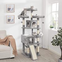 Grand arbre à chat à plusieurs niveaux avec griffoirs recouverts de sisal 2 plus grands condos en peluche perchoir hamac pour chatons en fourrure de bois