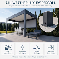 Système de toit à persiennes motorisé en aluminium personnalisable pour gazebo, pergola, balcon, jardin, extérieur, imperméable