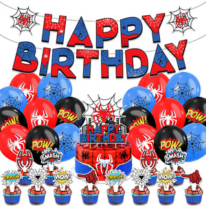 <span class=keywords><strong>D</strong></span>écorations de fête <span class=keywords><strong>d</strong></span>'<span class=keywords><strong>anniversaire</strong></span> sur le thème du héros araignée, bannière, toile de fond, <span class=keywords><strong>d</strong></span>écoration de gâteau, ensemble de ballons en latex pour les enfants, fête de célébration - Product Image 4
