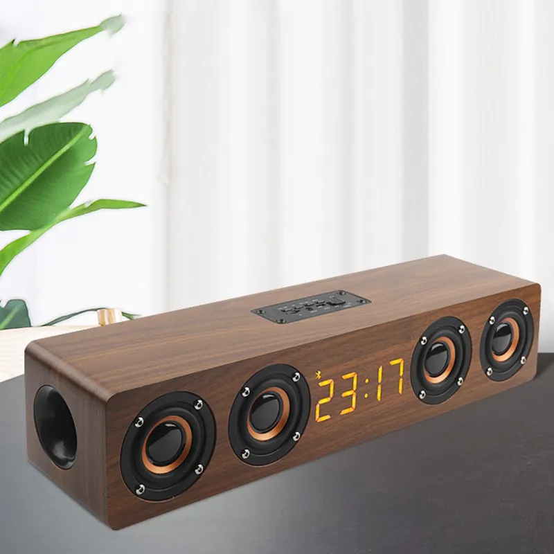 Hot selling wooden fashion premium loud bass big W8C BT speaker smart speaker Wooden speakers