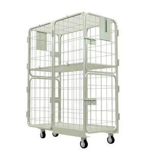 Warehouse cart wire mesh cage metal storage trolley for sale