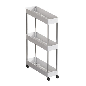 Slim Storage Rack 4 Layers <b>Plastic</b> Kitchen Trolley With <b>Wheels</b> For Easy Moving And Access - Product Image 5