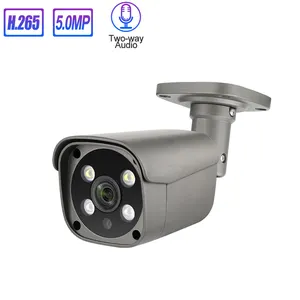 Kamera IP Audio Dua Arah Super HD 5MP POE H.265, Kamera CCTV Luar Ruangan Tahan Air Penglihatan Malam Warna
