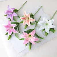 Tête de fleur de lys en soie 3D de haute qualité lys artificiel décorer des fleurs de gâteau de mariage