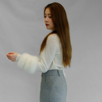Pull en tricot doux de couleur unie Tyan Ivory, nouvelle collection, pour femmes, avec fourrure de renard