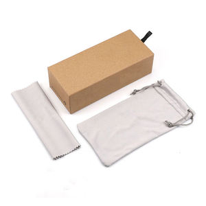 Custom Logo Popular Kraft Paper Glasses Sunglasses Packaging Box with PU Leather Eyeglasses <strong>Case</strong>&amp; Cloth - Product Image 2