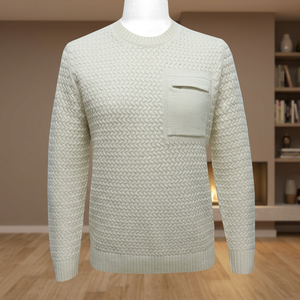 Pull en tricot pour homme avec poche avant, manches longues, vêtement d'automne - Product Image 3