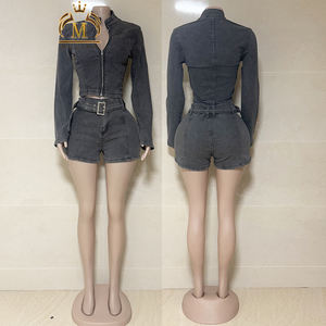 Nuova primavera autunno donna Set di Shorts in Denim con cerniera elasticizzata giacca corta Jeans 2 pezzi Vintage in Denim Y2K due pezzi Set da donna - Product Image 2