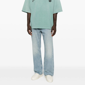 Jeans droits délavés bleu clair pour <span class=keywords><strong>homme</strong></span>, <span class=keywords><strong>pantalon</strong></span> en denim décontracté coupe ample, <span class=keywords><strong>pantalon</strong></span> en denim <span class=keywords><strong>classique</strong></span> taille haute pour <span class=keywords><strong>homme</strong></span> - Product Image 2